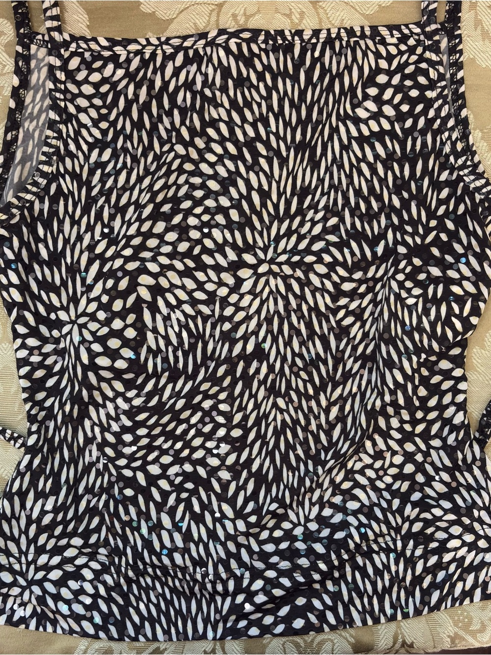Vintage black and white spot Jane Norman top with clear sequins